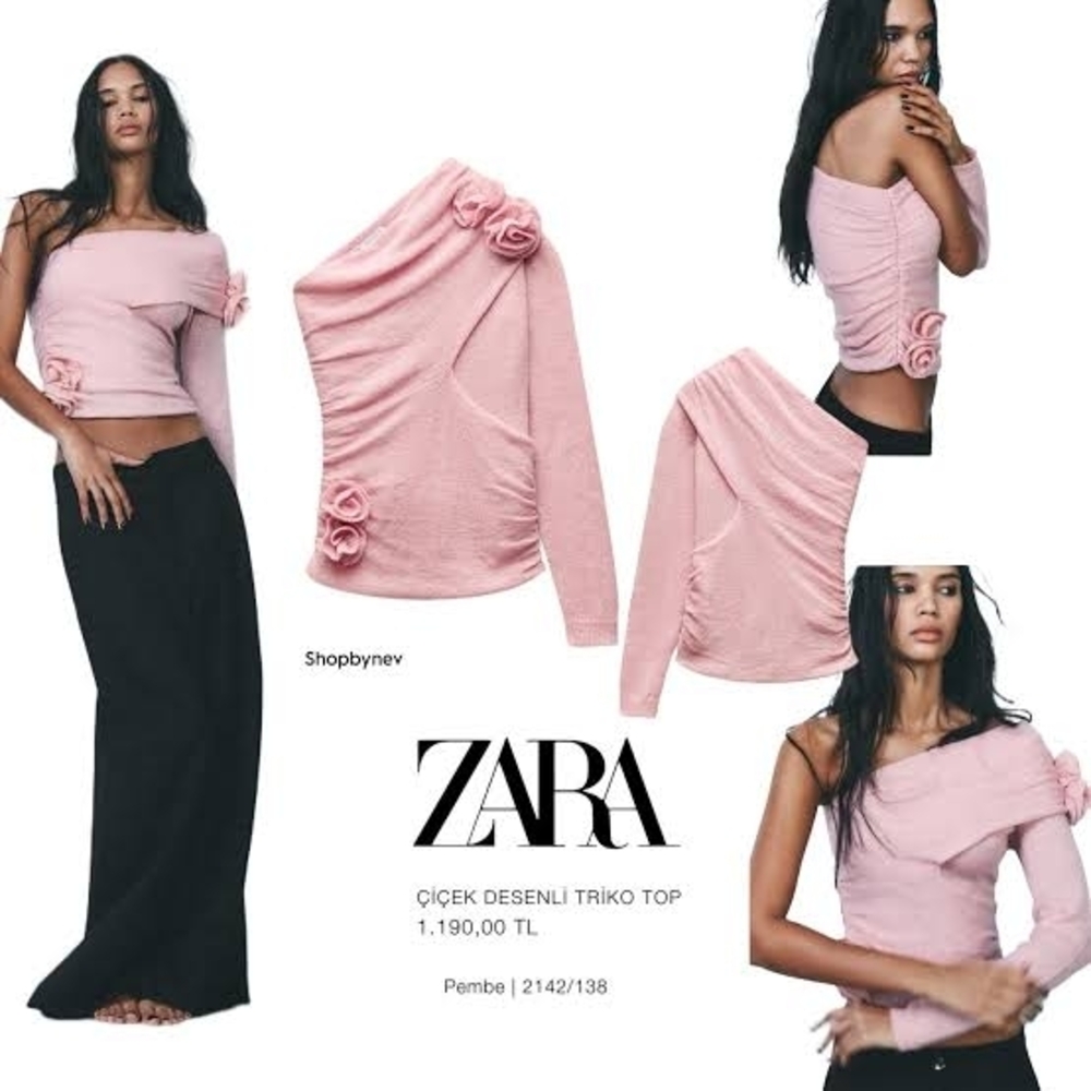 Zara Pink One-Shoulder Top